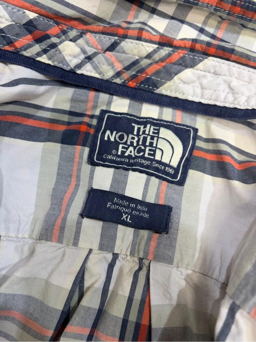 The North Face Plaid 100% Cotton Long Sleeve Shirt Blur Orange Cabincore